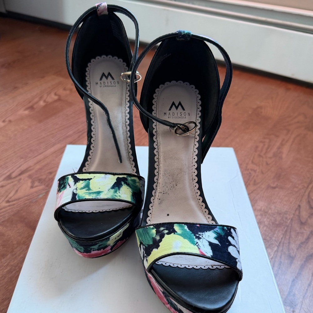 Madison Black Heels with Vibrant Floral Design